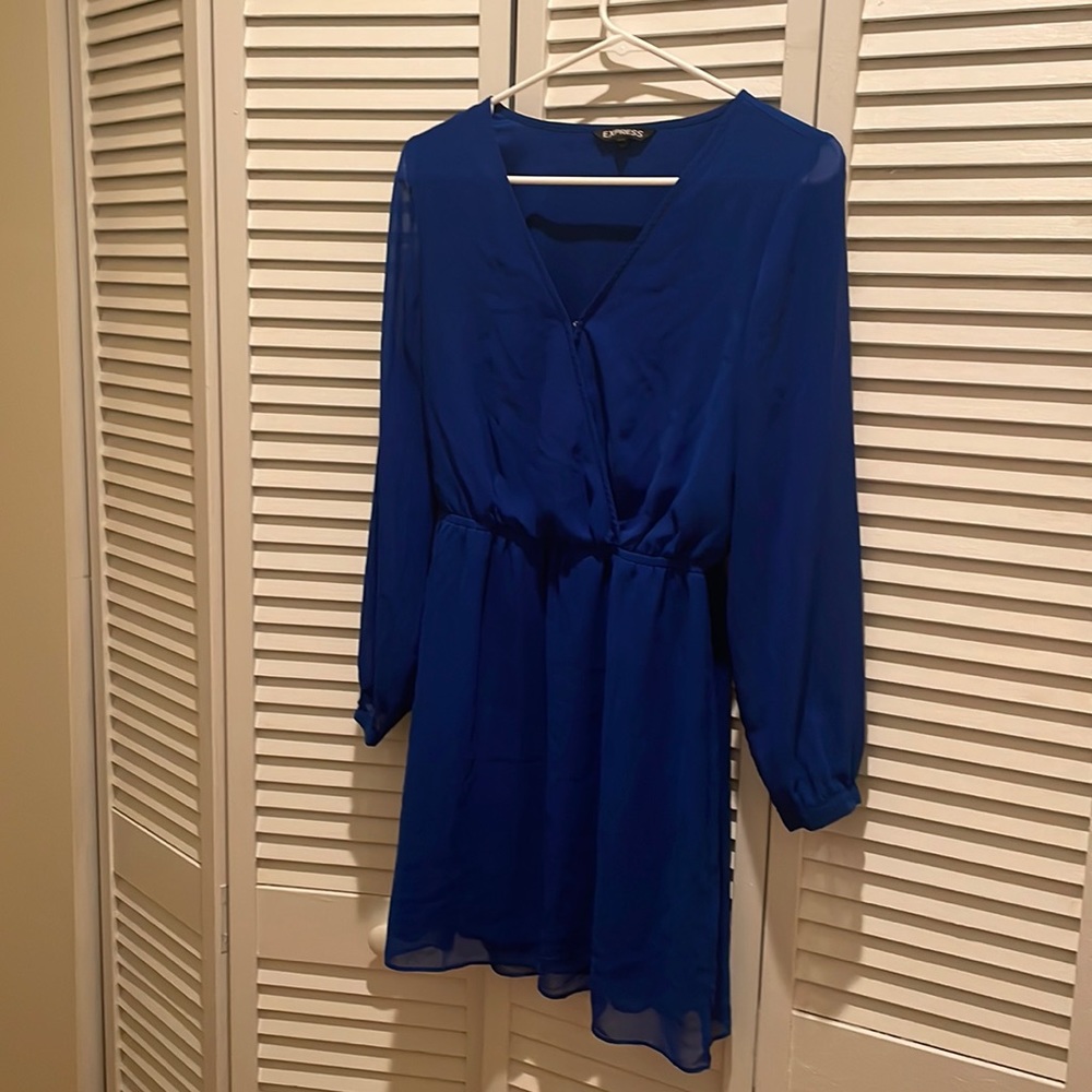 Blue express long sleeved dress, size small